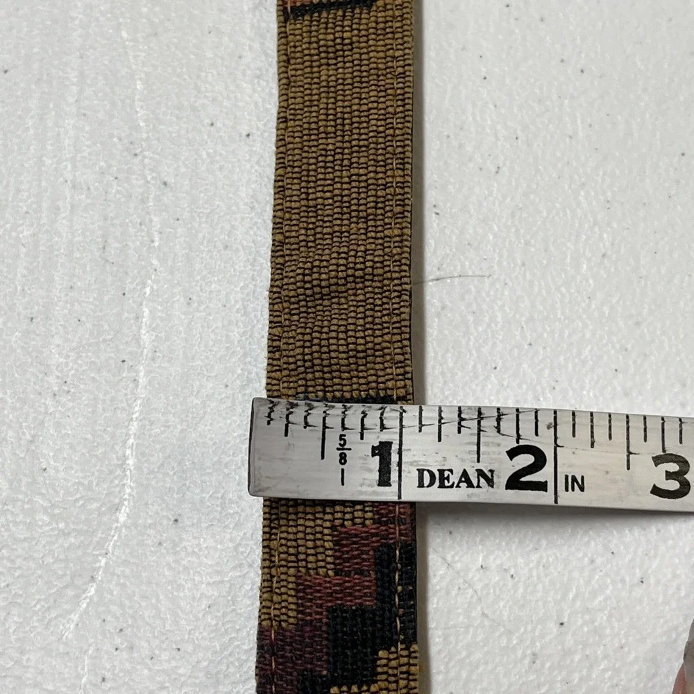 Vintage Express Belt Brown Woven Southwestern Stitched Gunmetal Buckle Tip Large